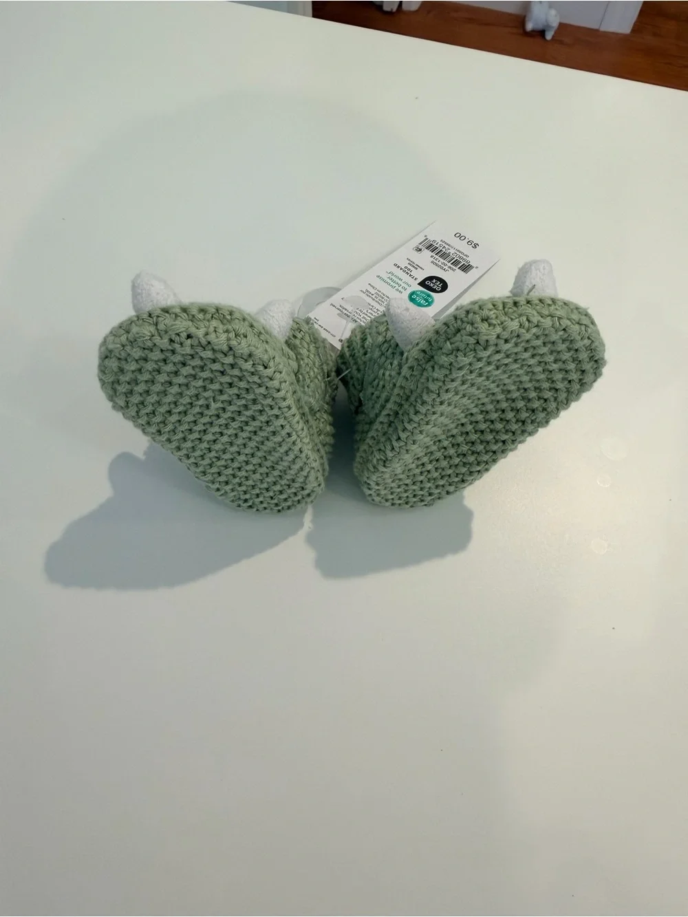 ✨ NWT Carter's Olive Green Knit Dino Baby Booties - Newborn ✨
